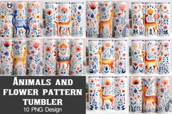 Animals and Flower Pattern Sublimation Tumbler Design Product Image 1