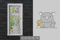 Cute Rhinoceros Studying Near The Window for Window Sticker Product Image 1