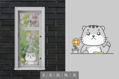 Tabby Cat Studying Near The Window for Glass Window Sticker Product Image 1