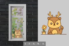 Cute Deer Studying Near The Window for Glass Window Sticker Product Image 1