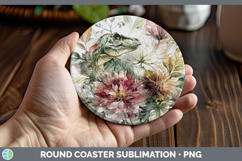GorgeousAnimals Autumn Floral  Round Coaster design.
