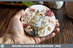 GorgeousAnimals Autumn Floral  Round Coaster design.