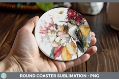 GorgeousAnimals Autumn Floral  Round Coaster design.