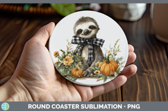 GorgeousAnimals Autumn Pumpkin Round Coaster design.