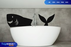 Playful Shark Taking A Bath Bathroom Wall Sticker Product Image 1