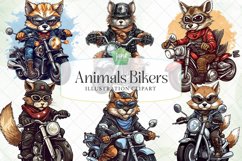 Animals Biker Watercolor Sublimation Clipart Product Image 1