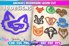 Animals Bookmark Laser Cut Bundle, Wooden Kids Bookmark SVG Product Image 1