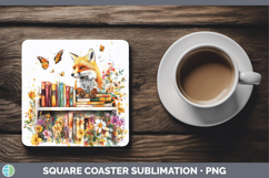 GorgeousAnimals Bookshelf Square Coaster design.