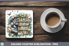 GorgeousAnimals Bookshelf Square Coaster design.