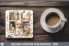 GorgeousAnimals Bookshelf Square Coaster design.