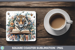 GorgeousAnimals Bookshelf Square Coaster design.