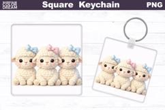 Easter Lamb Square Keychain | Spring Baby Lamb Sublimation Product Image 1