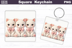 Easter Cat Square Keychain | Spring Baby Kitty Sublimation Product Image 1
