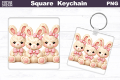 Easter Bunny Square Keychain | Spring Rabbit Sublimation Product Image 1