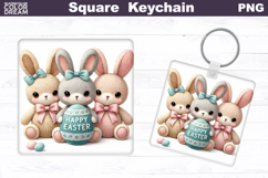 Easter Bunny Square Keychain | Spring Rabbit Sublimation Product Image 1