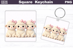 Easter Lamb Square Keychain | Spring Baby Lamb Sublimation Product Image 1
