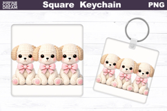 Easter Dog Square Keychain | Spring Baby Puppy Sublimation Product Image 1