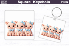 Easter Pig Square Keychain | Spring Baby Pig Sublimation Product Image 1