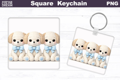 Easter Dog Square Keychain | Spring Baby Puppy Sublimation Product Image 1