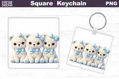 Easter Bear Square Keychain | Spring Baby Bear Sublimation Product Image 1