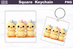 Easter Chicken Square Keychain | Spring Chicken Sublimation Product Image 1