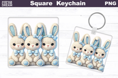 Easter Bunny Square Keychain | Spring Rabbit Sublimation Product Image 1