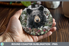 GorgeousAnimals Checker Christmas Round Coaster design.