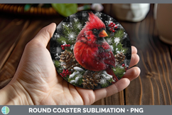 GorgeousAnimals Checker Christmas Round Coaster design.