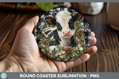 GorgeousAnimals Checker Christmas Round Coaster design.