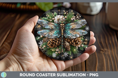 GorgeousAnimals Checker Christmas Round Coaster design.