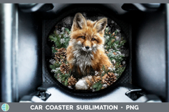 GorgeousAnimals Checker Christmas Car Coaster design.