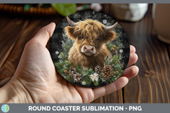 GorgeousAnimals Checker Christmas Round Coaster design.