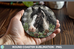 GorgeousAnimals Checker Christmas Round Coaster design.