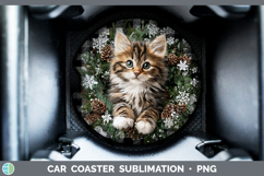GorgeousAnimals Checker Christmas Car Coaster design.