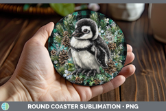 GorgeousAnimals Checker Christmas Round Coaster design.