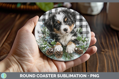 GorgeousAnimals Checker Christmas Round Coaster design.
