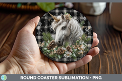 GorgeousAnimals Checker Christmas Round Coaster design.