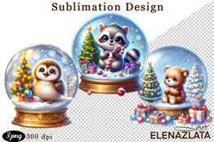 Watercolor Christmas, Animals Christmas ball clipart Product Image 1