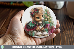 GorgeousAnimals Christmas Round Coaster design.