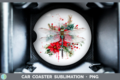 GorgeousAnimals Christmas Poinsettia Car Coaster design.