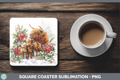 GorgeousAnimals Christmas Poinsettia Square Coaster design.