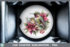 GorgeousAnimals Christmas Poinsettia Car Coaster design.