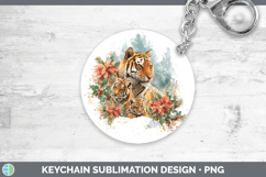 GorgeousAnimals Christmas Poinsettia Keychain design.