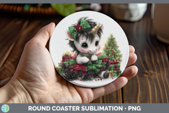 GorgeousAnimals Christmas Round Coaster design.