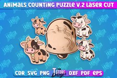 Cow Counting Puzzle Laser Cut Design |Baby Game Design v.2 Product Image 1