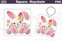 Cute Bunny Square Keychain | Easter Eggs Rabbit Product Image 1