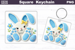 Cute Bunny Square Keychain | Easter Eggs Rabbit Product Image 1