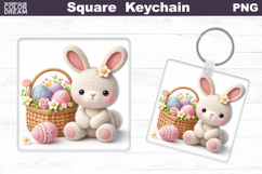 Cute Bunny Square Keychain | Easter Eggs Rabbit Product Image 1