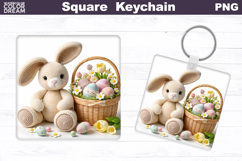 Cute Bunny Square Keychain | Easter Eggs Rabbit Product Image 1
