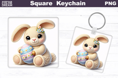 Cute Bunny Square Keychain | Easter Eggs Rabbit Product Image 1